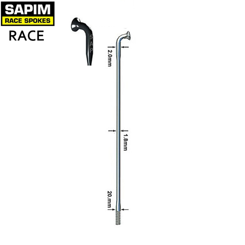 Sapim carrera doble tope 14G radios redondos negro de plata de 2,0-1,8-2,0mm J-HOOK tira recta 12 ¡unids/pack de aleación de pezones para libre! ► Foto 1/3