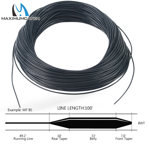 Máxima captura WF línea de mosca de hundimiento 4-9wt marrón y negro 100 pies peso delantero línea de pesca con mosca de hundimiento ► Foto 1/6