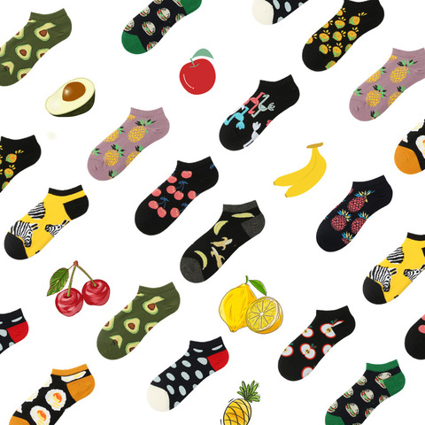SP y la ciudad de dibujos animados lindo de frutas de verano de algodón calcetines mujeres corta calcetín con Animal zapatillas Ins Unisex Popular Kawaii bajo Delgado Calcetines ► Foto 1/6