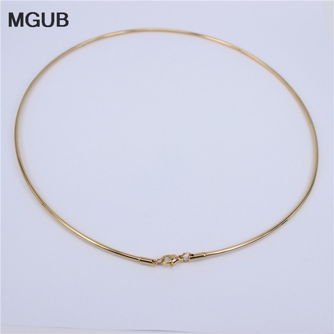 MGUB 316L Acero inoxidable joyería cuello simple 2mm color dorado ajustable tamaño Collar para mujeres LH552 ► Foto 1/6
