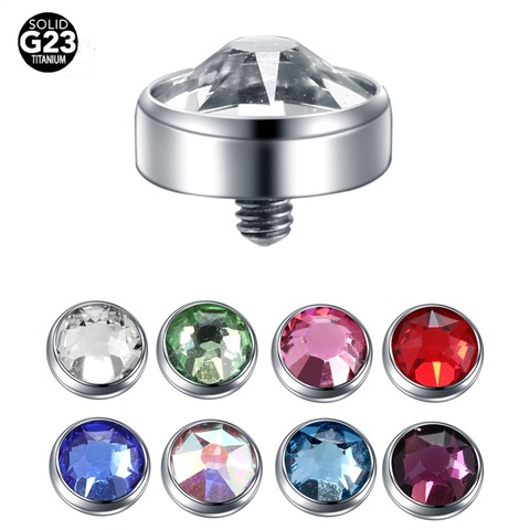 1 pc G23 de titanio Piercing dérmica de Micro ancla dérmica de cristal superior cutánea Piercings superficie Piercing 14G cuerpo joyería ► Foto 1/6