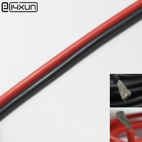 Cable de silicona de 1 metro rojo + 1 metro negro 10AWG 12AWG 13AWG 14AWG 16AWG 18AWG 20AWG 22AWG 30AWG Alambre de Gel de sílice blando y resistente al calor ► Foto 1/6