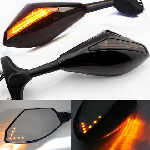 Espejos retrovisores de motocicleta luces de giro LED para Hyosung GT125R GT250R GT650R Kawasaki Z750S Ninja 250R 650R ► Foto 1/6