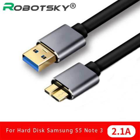 Cable USB 3,0 de velocidad rápida, Cable USB tipo A Micro B de sincronización de datos, código para disco duro externo HDD, Samsung S5 Note 3 ► Foto 1/6