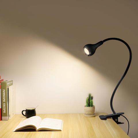 Lámpara LED de escritorio con alimentación USB de 5V, lámpara Flexible para lectura de estudio, lámpara protectora de ojos, lámpara de mesa con Clip para iluminación de estudio de dormitorio en casa ► Foto 1/6
