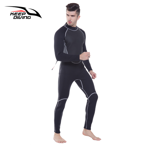 Traje de neopreno genuino de 3 MM traje de buceo de una pieza y cuerpo cerrado para hombres buceo Snorkeling pesca plus tamaño ► Foto 1/6