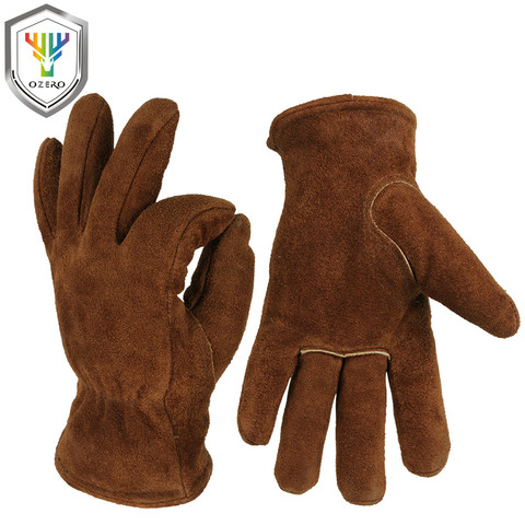 OZERO-guantes de trabajo para hombre y mujer, de piel de vaca, Cachemira, cálidos, a prueba de viento, protección de seguridad, 2008 ► Foto 1/6