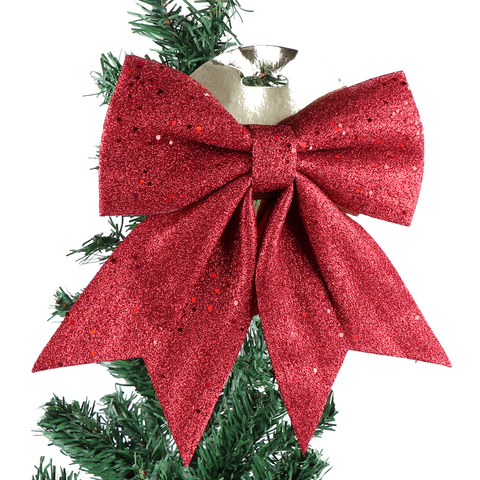 Gran Oro Rojo Brillante cinta de Navidad arco árbol de Navidad decoración hecha a mano ornamento de Navidad ► Foto 1/6