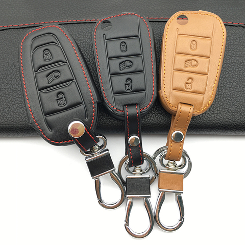 Funda de protección para llaves de coche, 3 botones, para Peugeot 3008, 308, 508, 408, 2008, RCZ, CHAVE C4L para Citroen, C5, C3, CACTUS, C6, C8, mando a distancia ► Foto 1/6