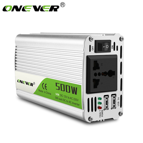 Onever 500W inversor 12 V 220 V transformador de voltaje DC a AC 12 V a 220 V convertidor de potencia con Dual adaptador de cargador de coche USB ► Foto 1/6