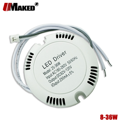 2 uds 250mA 25-36w 8-25W controlador de techo LED 220v caja redonda controlador transformador de iluminación para LED Downlight luz de techo DIY ► Foto 1/6