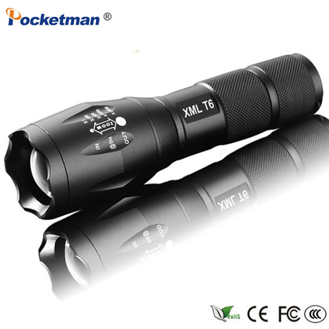 Portátil de mano poderosa linterna LED XM-L antorcha Zoomable linternas Flash bolsillo luz lámpara LED para la caza negro ► Foto 1/6