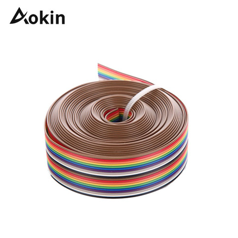 5 M 1,27mm 20 p Cable DuPont Arco Iris línea plana apoyo alambre soldado conector de Cable de 20 pines para arduino, Kit de bricolaje, ► Foto 1/6