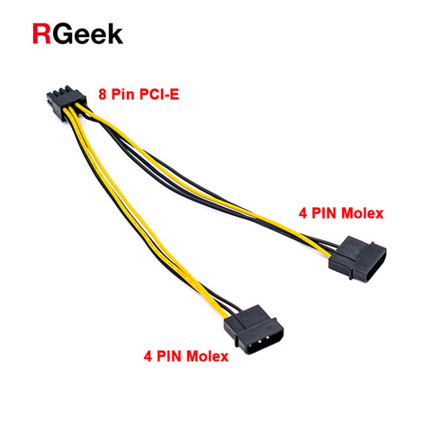 Adaptador de convertidor de pines PCI-E Express PCIe a 2 Molex LP4 4, Cable de alimentación de 8 pulgadas (20cm) ► Foto 1/6