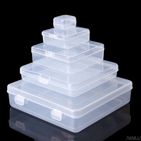 Cajas cuadradas de plástico transparente para almacenamiento de joyas, abalorios, manualidades, contenedores, envío directo ► Foto 1/5