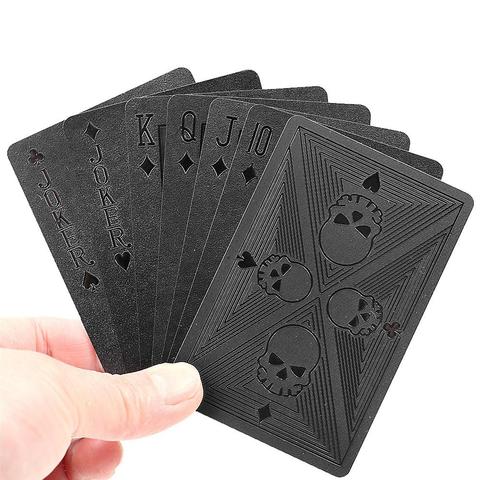 Cartas de póker impermeables de plástico con estampado de Calavera, para colección de magos, color negro, para regalo ► Foto 1/6