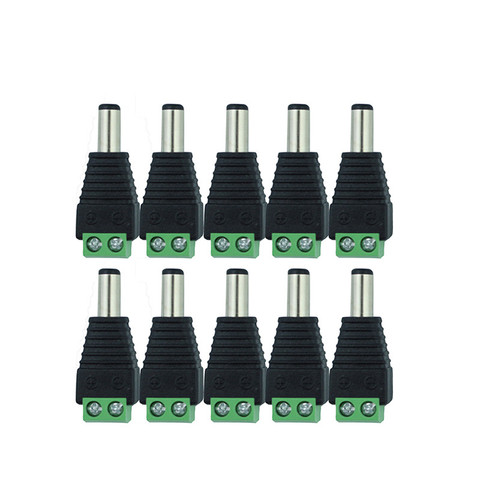 10 Uds 12V 2,1mm x 5,5 DC enchufe macho conector adaptador para CCTV luz LED de un solo color ► Foto 1/5