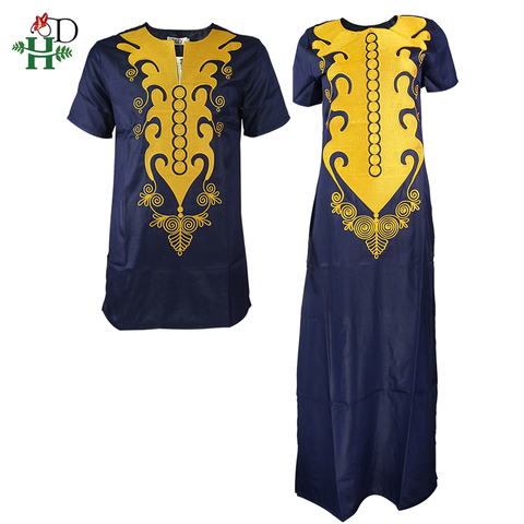 Vestido dashiki bazin riche para hombre y mujer, ropa para parejas de Sudáfrica, vestidos africanos, camisetas sin pantalón ► Foto 1/6