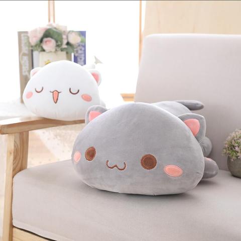 Muñeco de peluche Kawaii de gato tumbado, almohada de animales