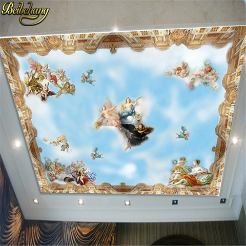 Beibehang-papel tapiz de pared con mural de techo suspendida superior, murales en 3d, pintura de papel tapiz con foto de ángel y cielo occidental europeo ► Foto 1/2