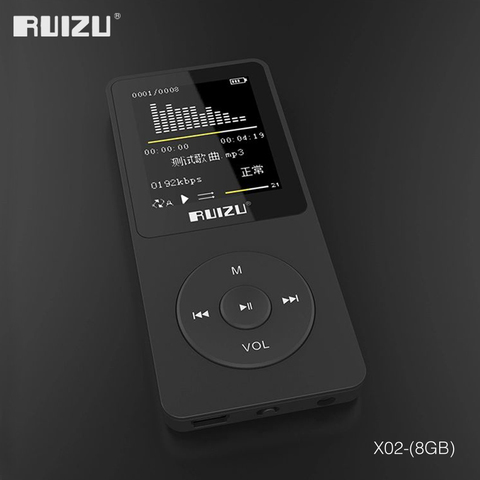 RUIZU X02 reproductor MP3 Original con 8GB de almacenamiento Pantalla de 1,8 pulgadas MIni portátil deportes Mp3 compatible con Radio FM, E-Book, reloj, grabadora ► Foto 1/6