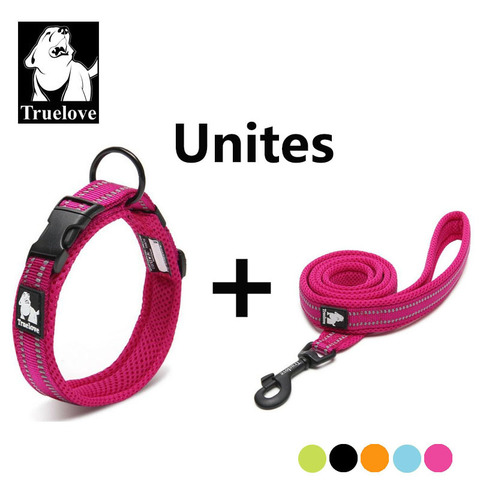 Truelove fácil en el Collar de perro mascota y conjunto de correa de Nylon ajustable Collar de entrenamiento de perro correa reflectante para mascotas suministros Dropshipping ► Foto 1/6