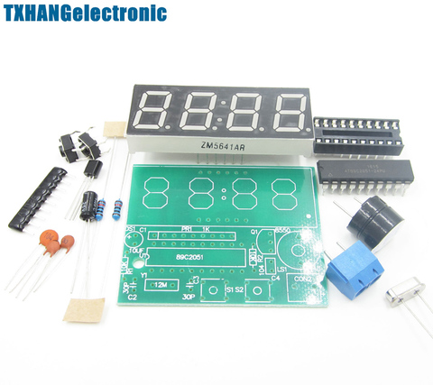 AT89C2051 Digital 4 Bits reloj electrónico producción electrónica Kit DIY ► Foto 1/4