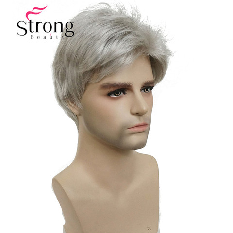 StrongBeauty corto gris plata peluca Mens corto pelucas de pelo sintético color opciones ► Foto 1/5