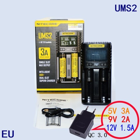 NITECORE UMS2 C4 VC4 LCD cargador de batería inteligente cargador de batería de Li-ion/IMR/INR/ICR/LiFePO4 18650 de 14500, 26650 AA 3,7 1,2 V 1,5 V baterías D4 ► Foto 1/5