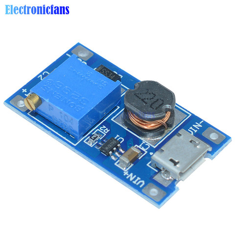 5 uds MT3608 DC-DC Módulo de impulso ajustable 2-24V a 28V 2A Placa de impulso Módulo de aumento con Micro USB LM2577 reemplazar XL6009 ► Foto 1/1