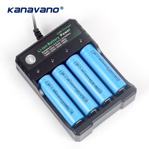 Kanavano-cargador de batería de iones de litio, 3,7 V, 18650 V, cuatro ranuras de carga completa de fábrica, 4,2, 14650, 18350, Cargador de baterías ► Foto 1/6