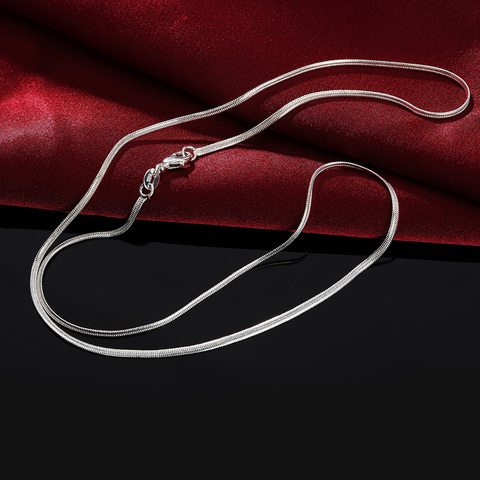 Encantos boda 2MM cadena serpiente plana de color plata lindo para las mujeres collar de hombre joyería de moda de plata collar lindo LN026 ► Foto 1/5