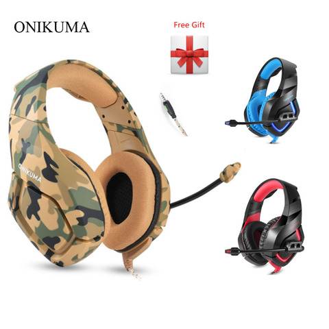 ONIKUMA K1, auriculares de camuflaje PS4 para juegos, auriculares de graves profundos con cable, funda con micrófono para el nuevo ordenador portátil Xbox One, PC, Gamer ► Foto 1/6