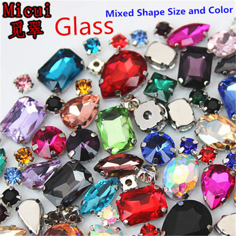 Micui 50 piezas de mezcla de cristal de forma coser con garra Diy vestido colorido piedras de cristal de diamantes de imitación para ropa ZZ1000 ► Foto 1/6
