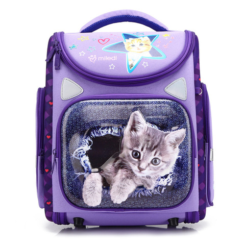 Mochilas de gato para niños y niñas, mochilas escolares ortopédicas transpirables e impermeables con dibujos 3D ► Foto 1/6