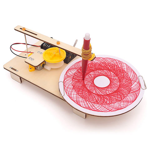 Niños de madera DIY ensamblado eléctrico Plotter modelo Kit creativo dibujo Robot física científico juguete educativo ► Foto 1/5