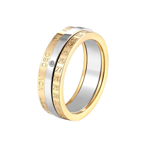 Nuevo giratorio de mes y fecha anillo de cristal para las mujeres de calidad superior de acero inoxidable de Color oro y plata anillo de joyería de la boda ► Foto 1/6