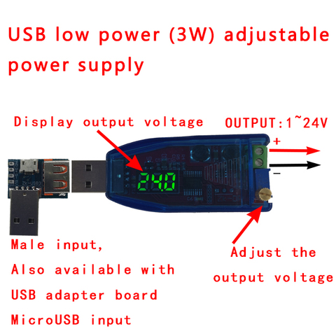 Módulo de fuente de alimentación de DC-DC, 5V a 3,3 V, 9V, 12V, 24V, USB, reductor/bajada, convertidor buck-boost ajustable, salida DC 1,2 V-24V ► Foto 1/6