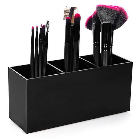 Estuche de almacenamiento de 3 ranuras para brochas de maquillaje, acrílico, caja organizadora, soporte para brochas de maquillaje, Cosméticos de 3 ranuras ► Foto 1/6