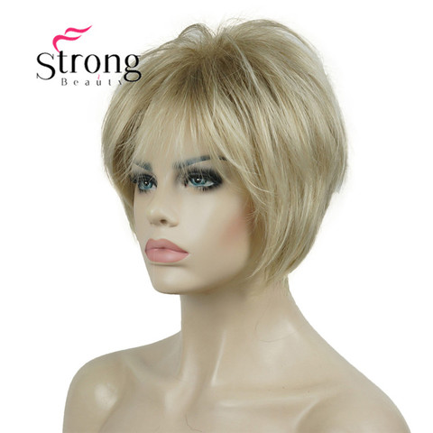StrongBeauty-Peluca de cabello sintético, cabellera sintética de capas cortas, color rubio grueso y esponjoso ► Foto 1/1