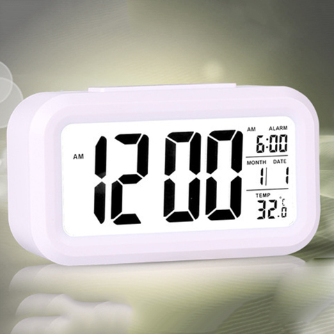 Reloj de sobremesa eléctrico con alarma electrónica Digital, pantalla LED grande, Reloj de escritorio de datos, calendario, reloj de escritorio ► Foto 1/6