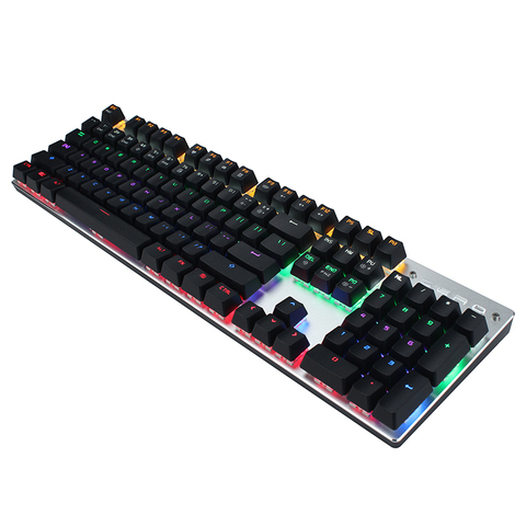 METOO ZERO X08B-Teclado mecánico, 104 teclas, azul, rojo, para Gamer, ordenador, pegatinas rusas ► Foto 1/5