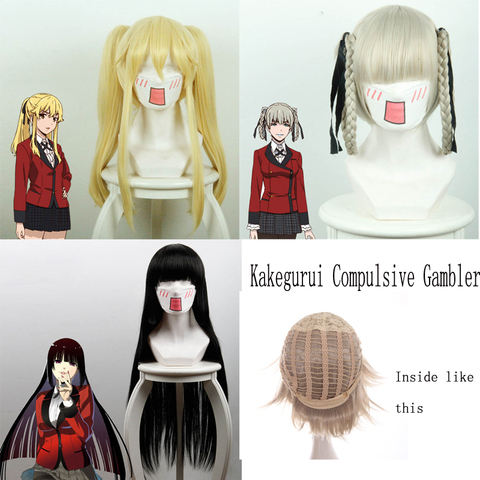 Kakegurui jugador compulsivo Mary Saotome Momobami Kirari Jabami Yumeko cabello sintético pelucas de Cosplay + peluca Cap ► Foto 1/4