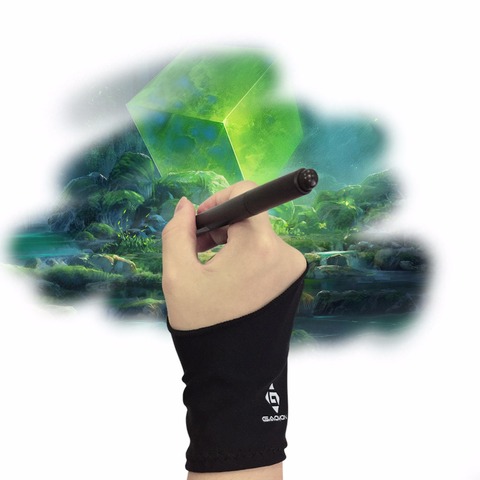 GAOMON-guante de Lycra para artistas, dos dedos, antideslizante, negro, para tableta gráfica/caja de luz LED/Pantalla de bolígrafo -- tamaño libre ► Foto 1/4