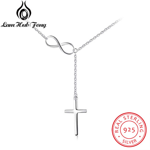 Collar con colgante de cruz y sólida plata 925 infinito, joyería fina para mujeres, el mejor regalo de Navidad para mujeres (Lam Hub Fong) ► Foto 1/6