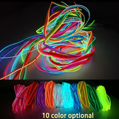 Tira de luces LED cinta de cable eléctrico, luz de neón Flexible, 2,3mm, falda de 1 a 25 metros, decoración interior de coche, 10 colores ► Foto 1/6