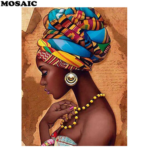 Pintura de diamantes cuadrados/redondos 5D, mosaico de fantasía africana para mujer, bordado de diamantes de imitación, retrato de diamantes ► Foto 1/6
