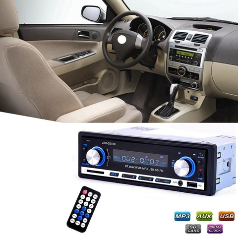 Reproductor de Audio estéreo para coche, Radio FM, MP3, 1 DIN, JSD-20158, 12V, compatible con teléfono Bluetooth con puerto USB/SD MMC ► Foto 1/1