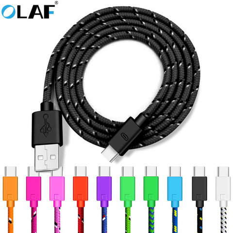La OLAF USB tipo C Cable 1M 2M 3M Nylon trenzado de datos de carga rápida tipo C para Samsung Galaxy S8 S9 xiaomi mi5c mi6 USB-C Cable ► Foto 1/6