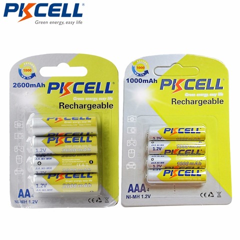 PKCELL4 piezas/tarjeta de 1,2 V Ni-MH 2600 mAh batería recargable AA baterías + 4 piezas/tarjeta AAA batería 1,2 V 1000 mAh AAA batería recargable ► Foto 1/6